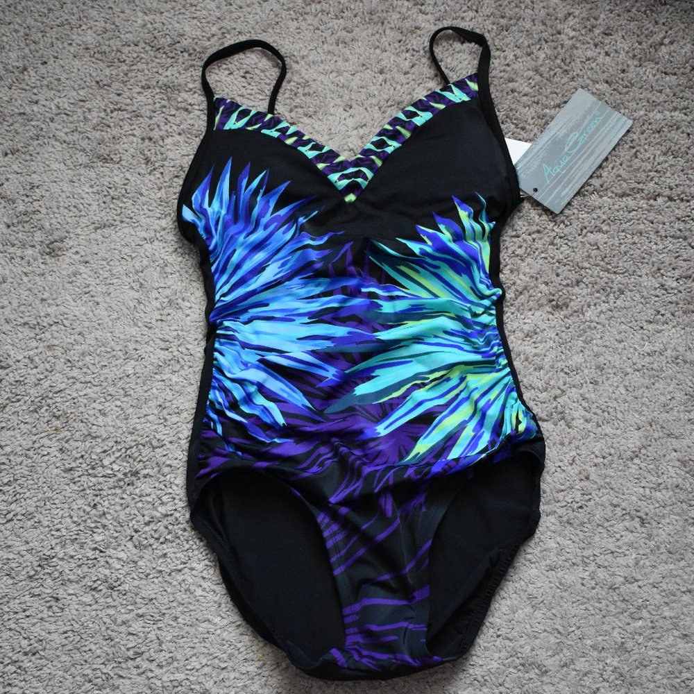 Aqua Green. One Piece Swimsuit- Purple, Blue, Black Size S